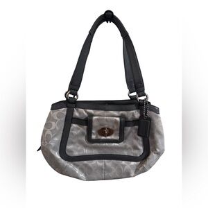 Coach F14934 Cricket Signature Satchel Shoulder Bag Gray / Silver